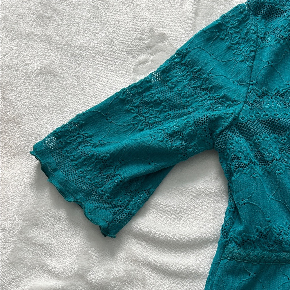 Rabbit Rabbit Rabbit Teal Long Sleeve Women’s Dress Size 10 - Picture 3 of 5